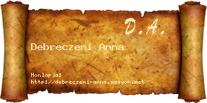 Debreczeni Anna névjegykártya